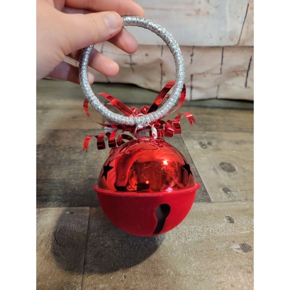 Red metal bell Mistletoe xmas decor glitter - Picture 5 of 6